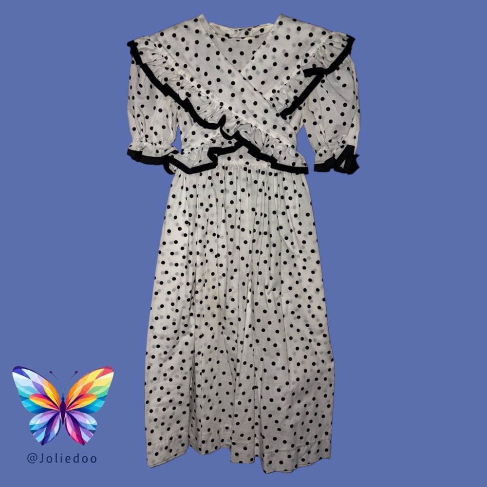 Polka Dot Ruffle formal Dress PTP 12” Small